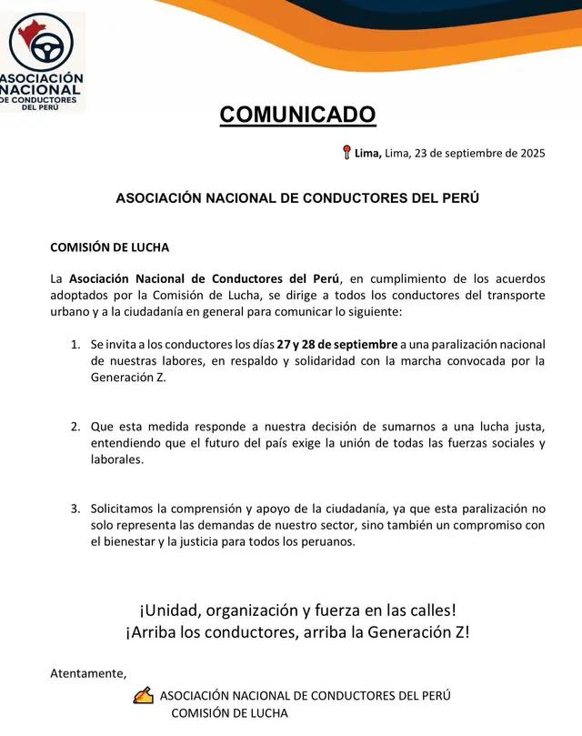 comunicado transportistas